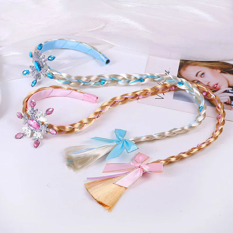Girls Crown Headpiece Cosplay Princess Halloween Party Costumes Headband Wig Kawaii Headwear Kids Birthday Gifts