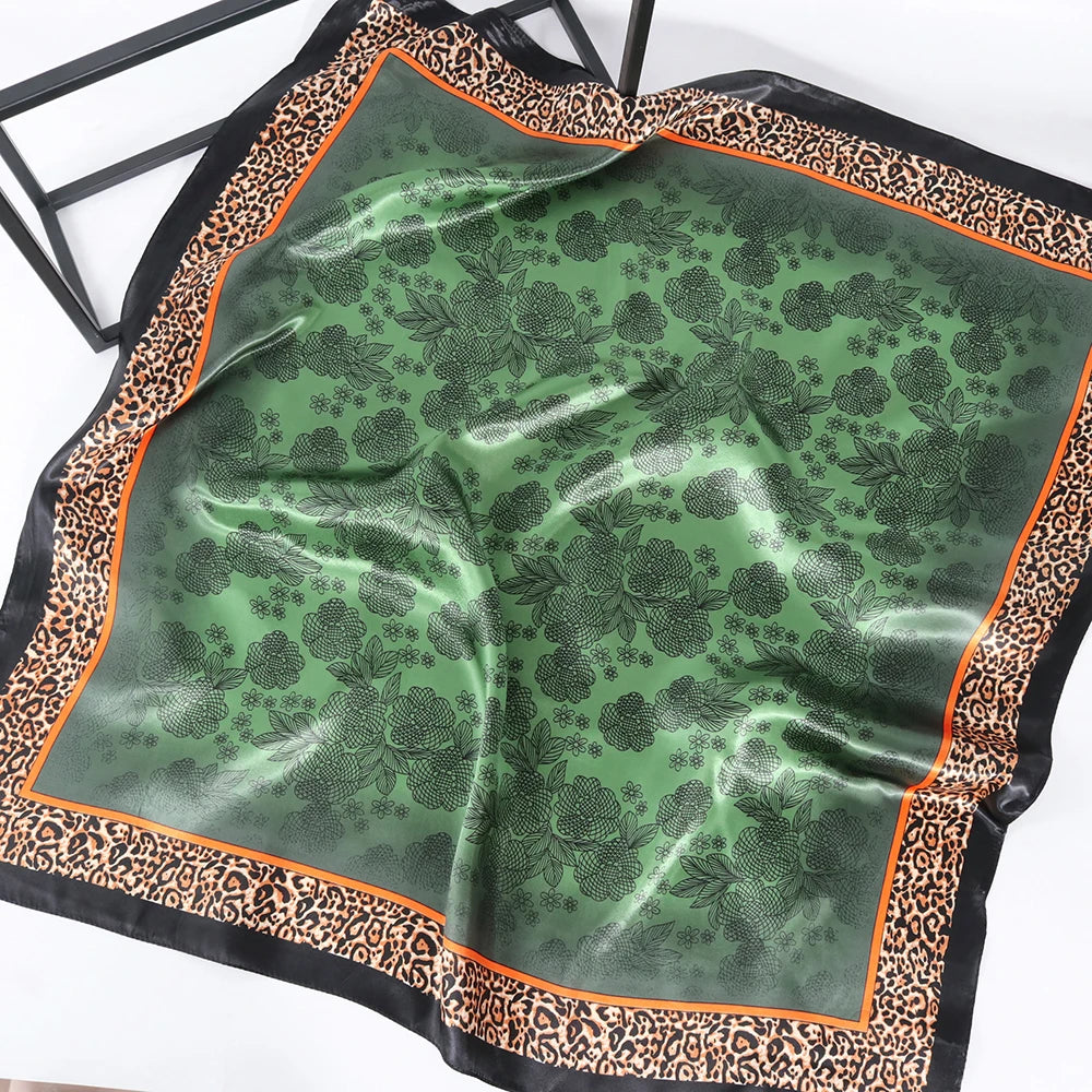 Silk Head Scarf Women Luxury Fashion Hair Scarve Summer Foulard Femme Satin Shawl Kerchief 90cm Square Headscarf Bandana Cheveux