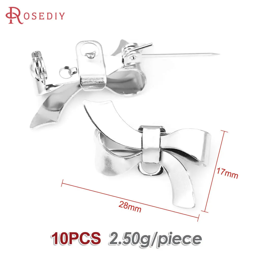 10PCS Antique Bronze Brass Bow Shape Brooch Pins High Quality Diy Jewelry Making Supplies Brooch Accessories for Women