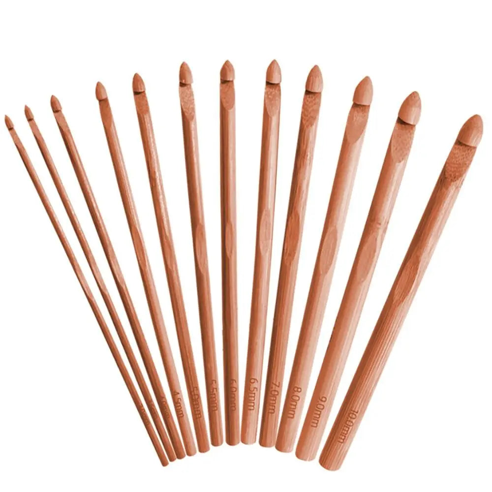 Small Size 3-12mm Bamboo Crochet Set Natural Handmade Knitting Tool For Creative Ornaments Handicrafts DIY Knitting Accessory