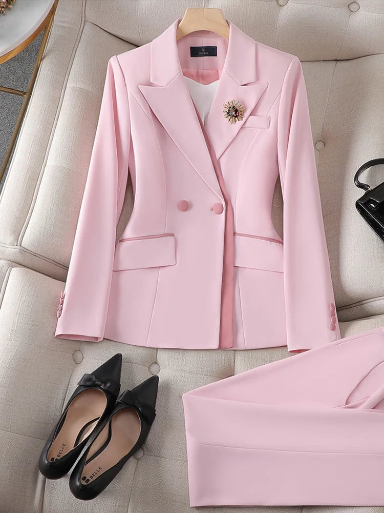 2025 New All Season Ladies Elegant Office Work Wear Blazers Pantsuits Pants Set Formal Styles Women Professional Trousers Sets