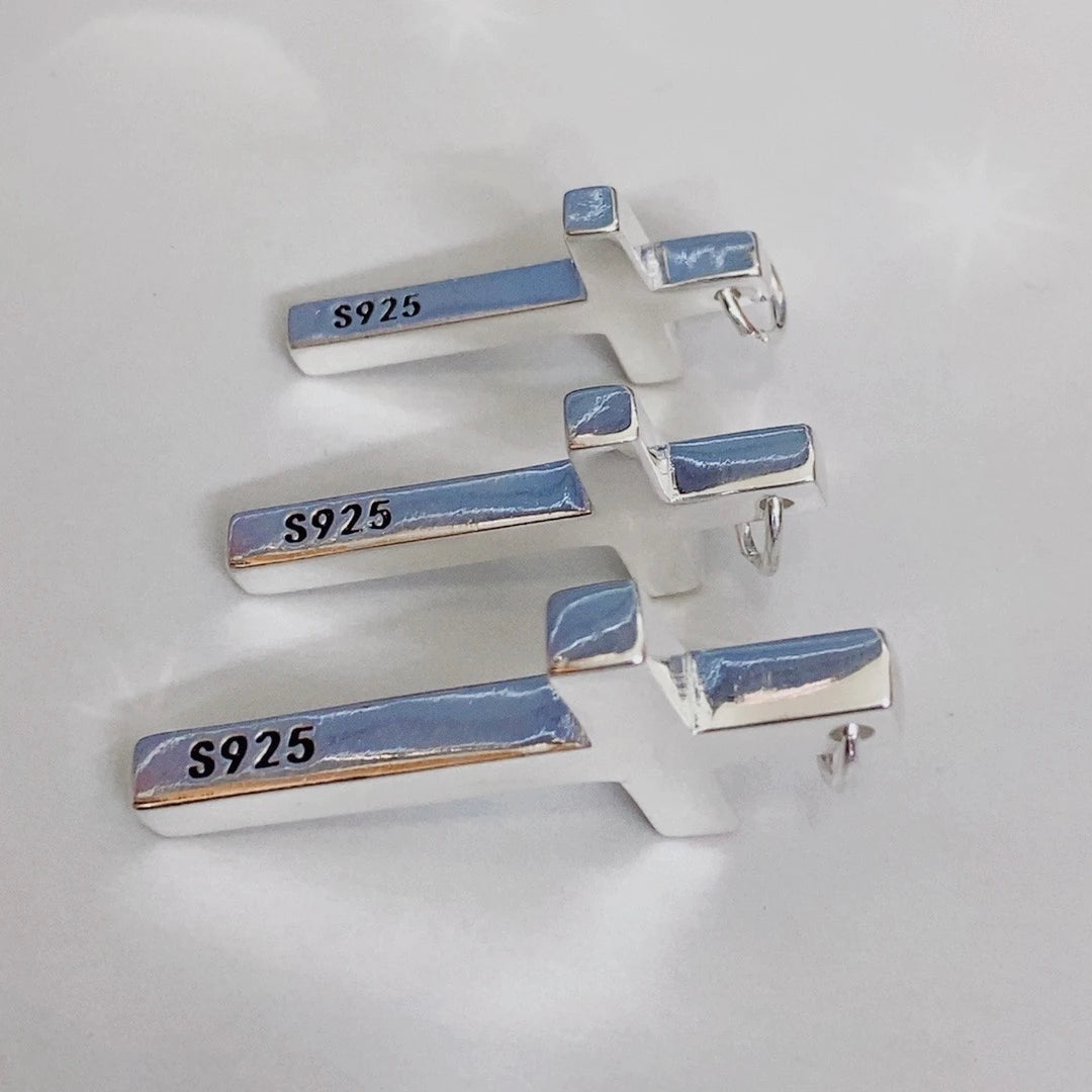 Real Solid 925 Silver Cross Pendant for Men Women Minimalist High Polished Fashion Classic Jesus Christian Prayer Jewelry