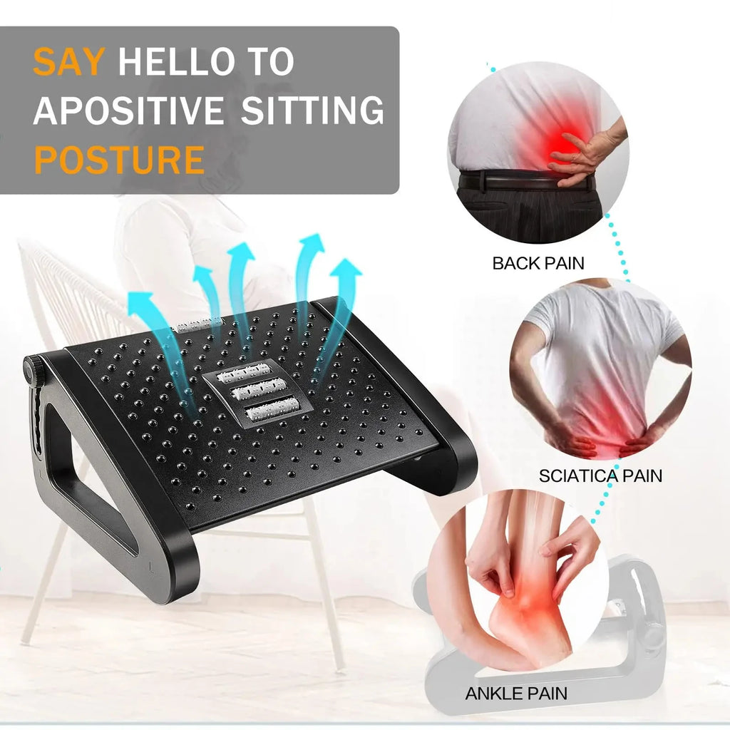 BEISHI Under Desk Footrest Ergonomic Foot Rest With Massage Rollers For Home Office Work Desk Leg Rest Pain Relief