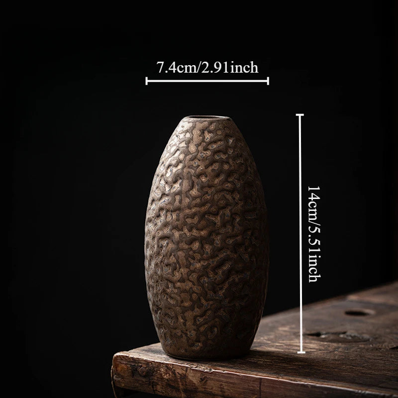 Gilt Vintage Ceramic Vase Home Decor Mini Flower Pot Hydroponic Small Vase Dried Flower Vase Decor Garden Tea Ceremony Ornaments