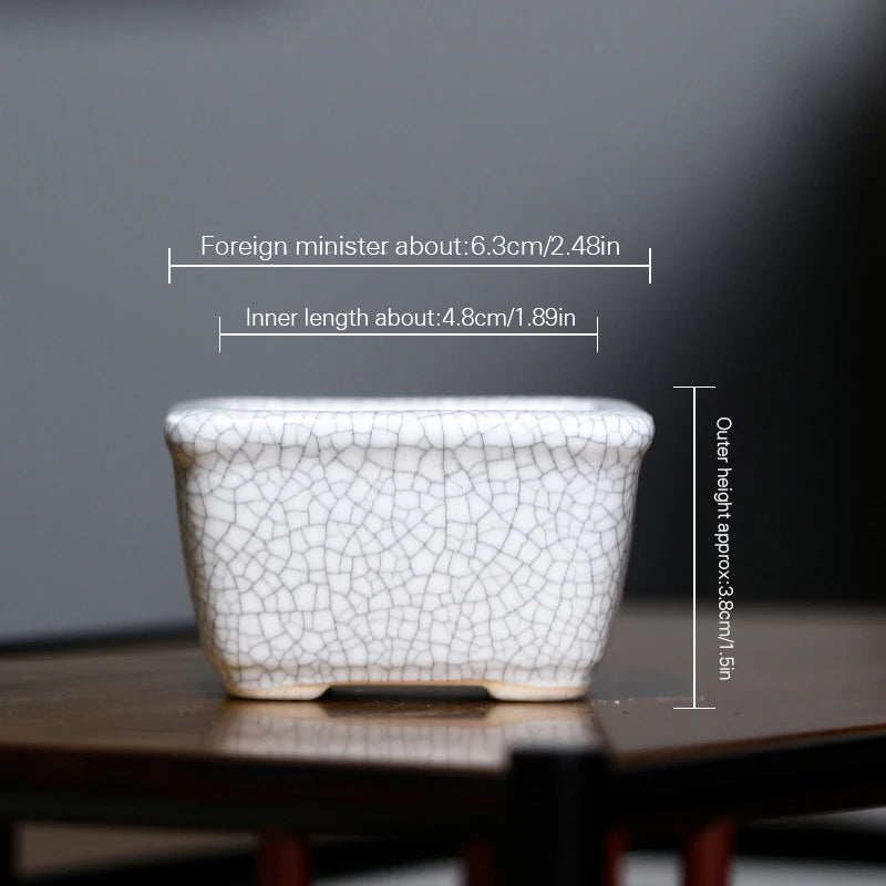 Glazed Pottery Flower Pot Bowl with Hole Mini Ceramic Planter Succulent Pot Eastern Style Ornament for Indoor Outdoor xqmg