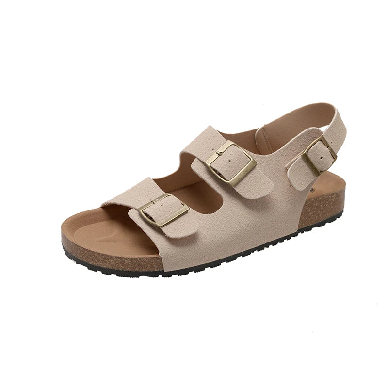 Women's Sandals 2025 Summer Casual Thick Bottom Flat Trend Open Toe Solid Color Sandals Lightweight Outdoor Walking Slippers