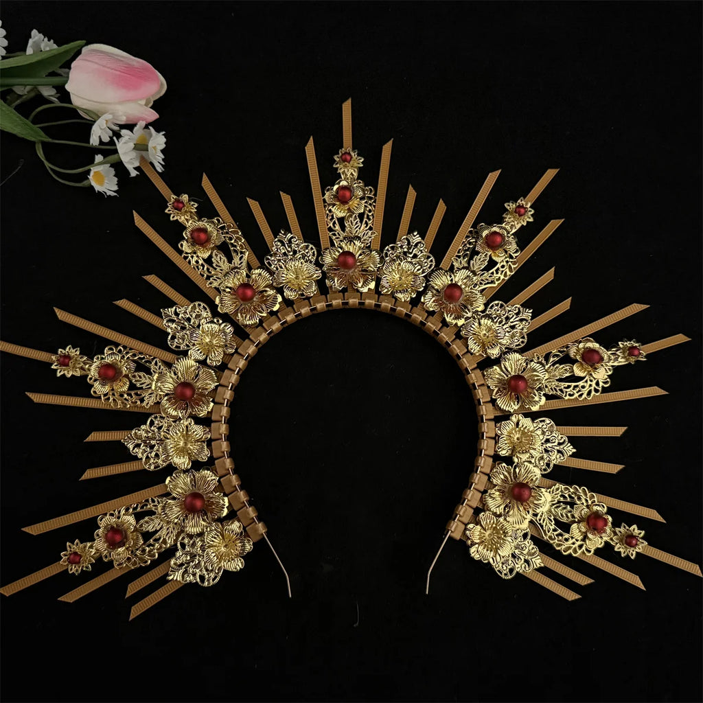 Gothic Crown Headband Goddess Halo Halloween Costume Headwear Party Cosplay Headgear Jewelry Accessories