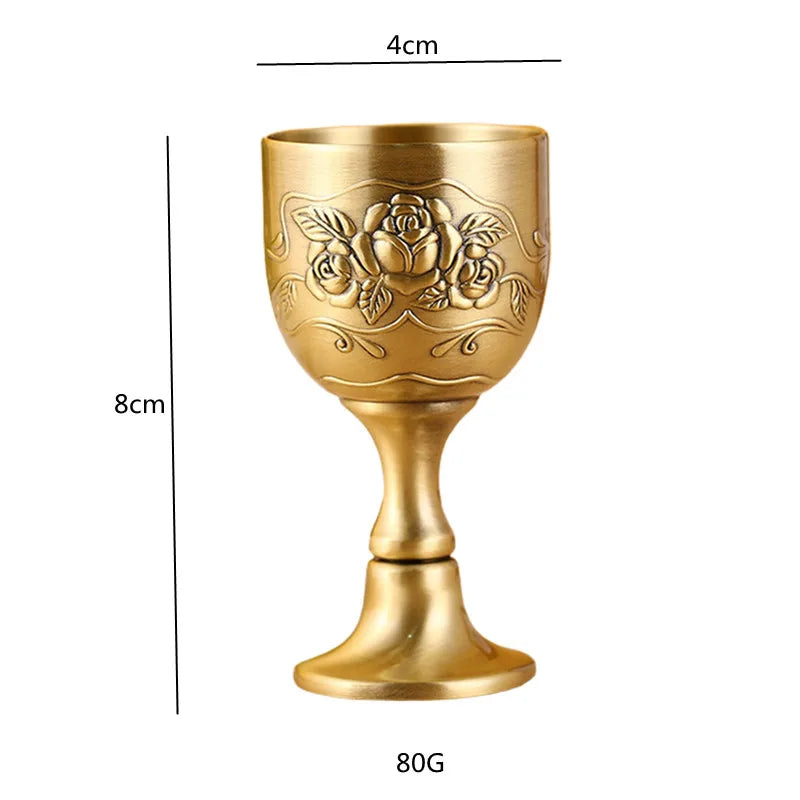 Pure Copper Chalice Cup Cocktail Glass Wine Goblet Brass Beverage Brass Goblet Metal Liquor Tumbler For Party Home Decoration