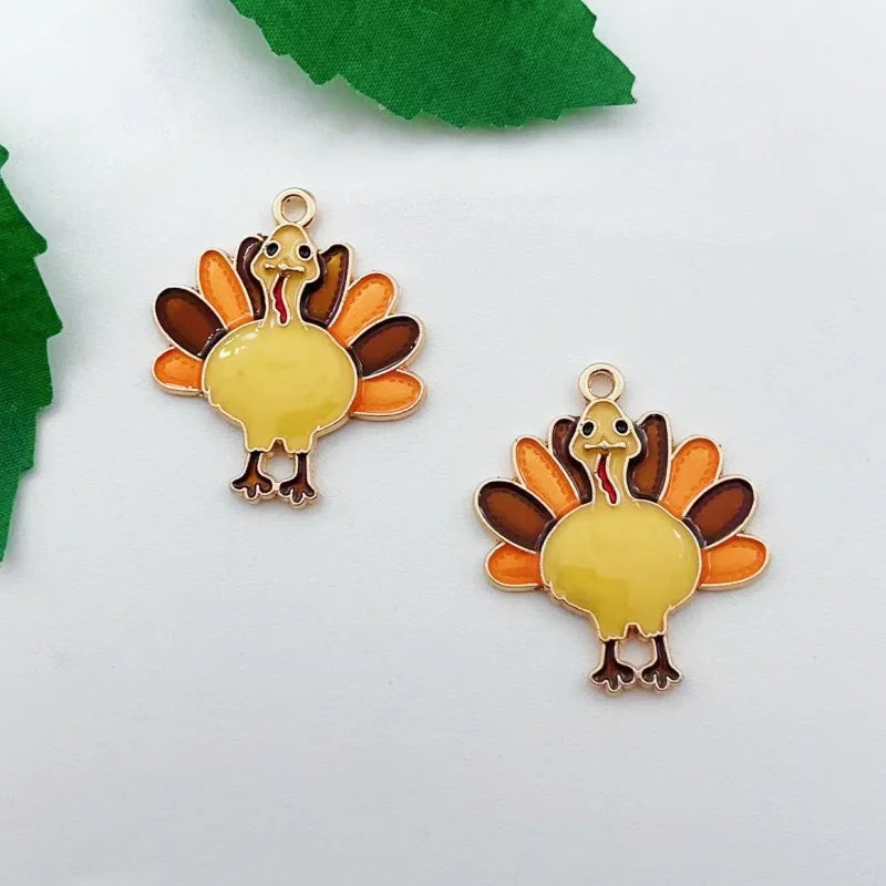10 pieces of alloy Thanksgiving turkey pendant necklace bracelet earring pendant Diy craft supplies