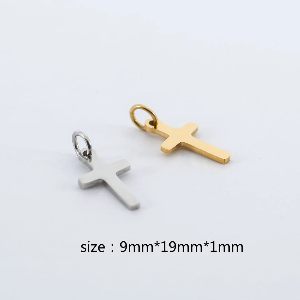 5Pcs/Lot Simple Style Cross Pendant Charms for Jewelry Making Stainless Steel With Jump Rings Diy Necklaces Jewelry Accessories