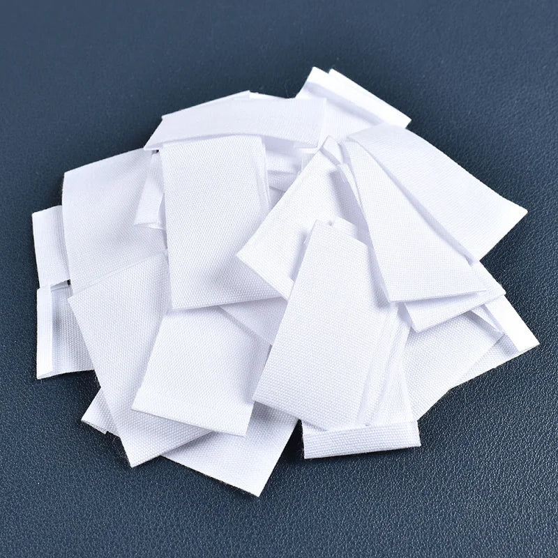 48PCS/lot White Blank Cloth Labels For Clothing Bags T-shirt Decoration DIY Handmade Craft Sewing Tags Accessories