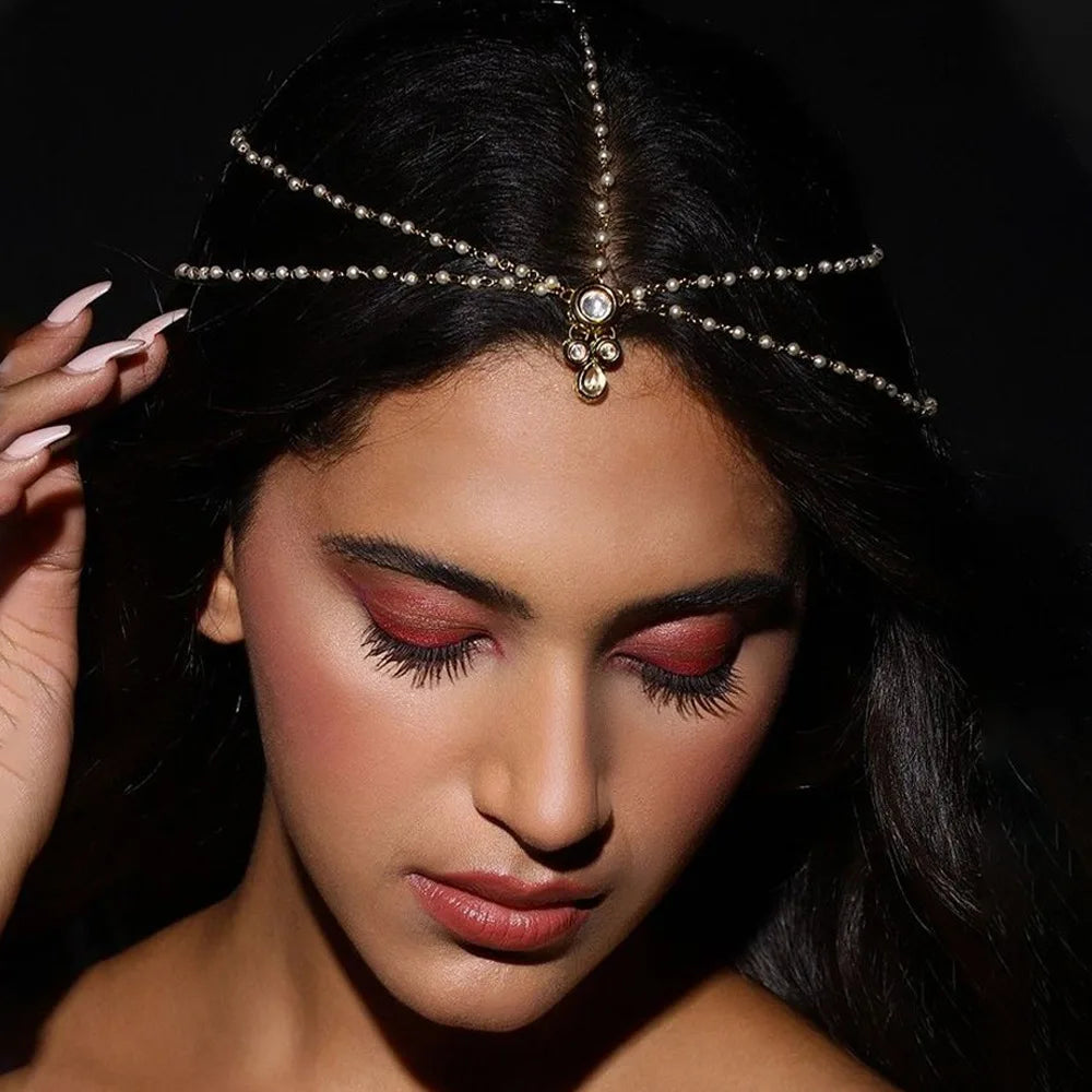 Boho Bridal Wedding Head Chain Bohemian Pendant Forehead Headband Chain Hairbands for Women Headpiece Hair Jewelry Accessories