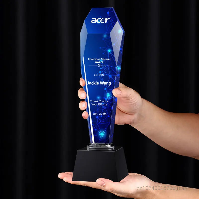 Creative High-end Crystal Trophy, Customized Lettering, Color Printing, Excellent Staff Team, annual Meeting Award
