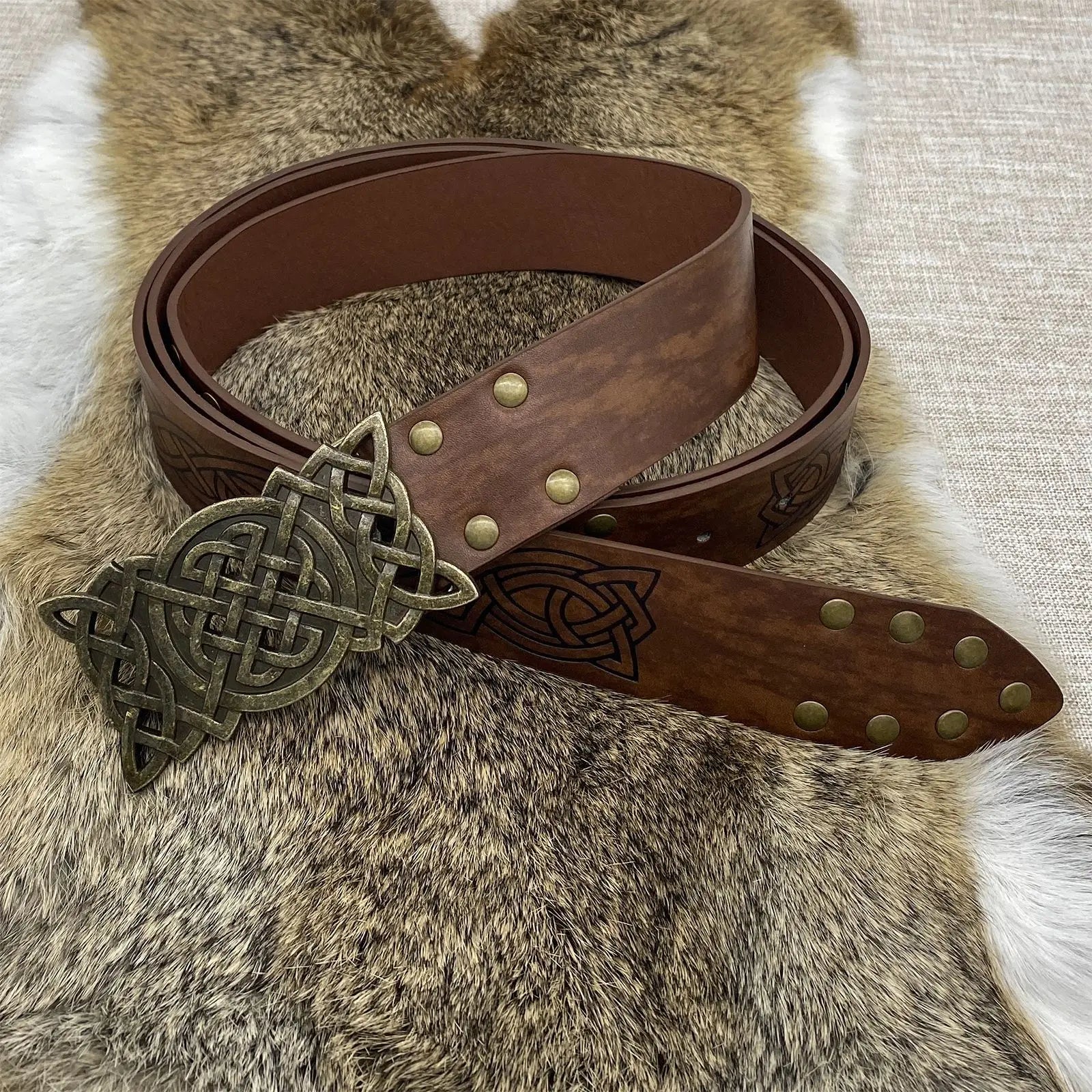165cm Medieval Embossed Viking Vegvisir PU Leather  Belt Retro Renaissance Knight Buckles Belt Leather Waistband for Men Women