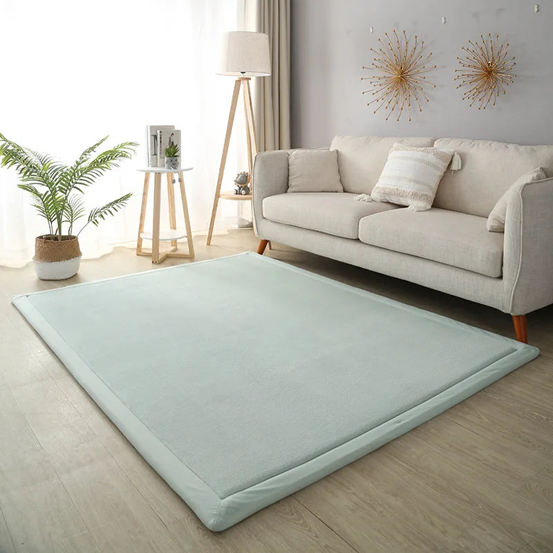 Thick Solid Color Rectangular Carpet For Living Room Ckildren Bedroom Play Rug Bay Window Soft Mat Baby Anti-fall Crawling Pads