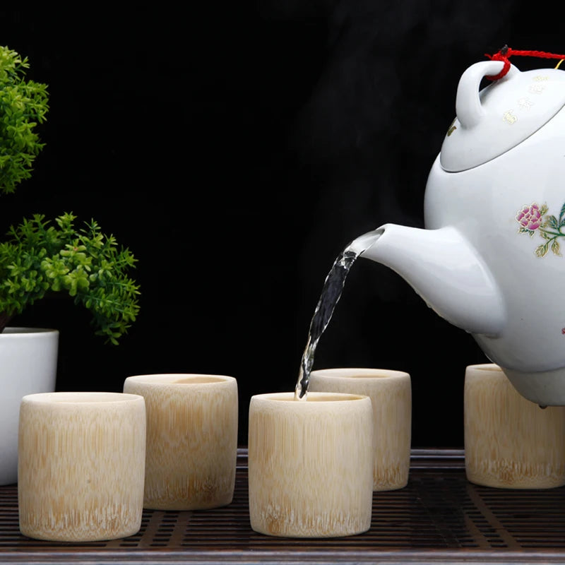 1PCS Natural Bamboo Teacup Chinese Wooden Water Cup Japanese Sake Cup Tea Beer Coffee Juice Drinking Mug Handmade