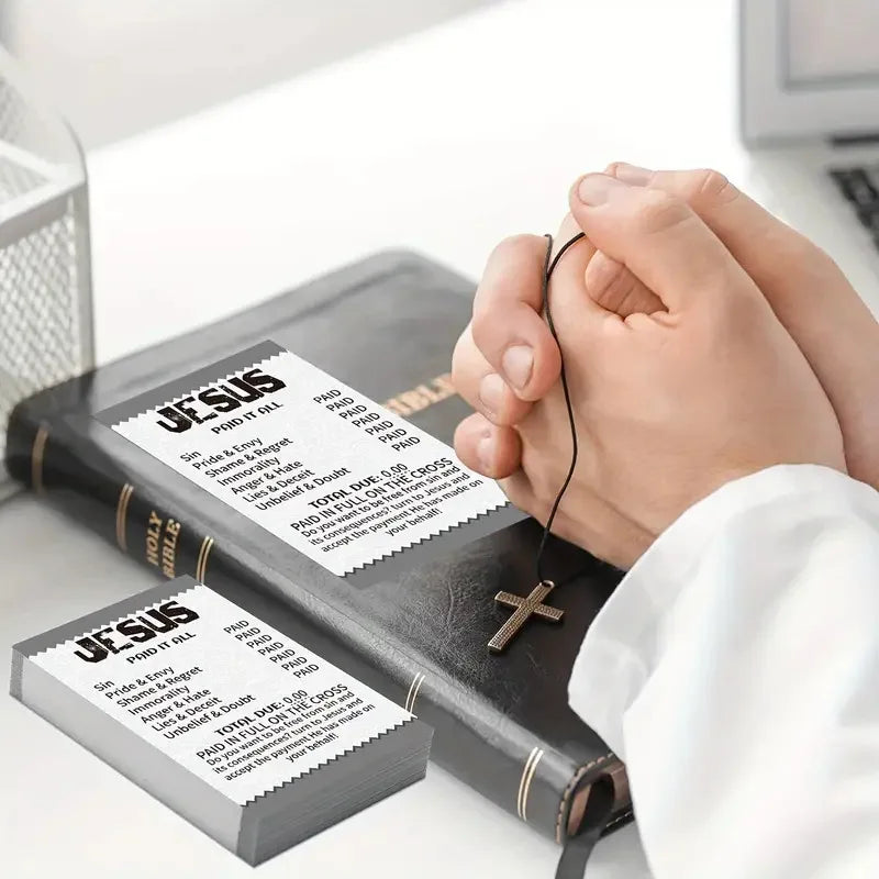 50/100 Pcs Gospel Booklet Card - Flat Illustration Pocket Bible Verse Card Prayer Postcard Poem Bookmark