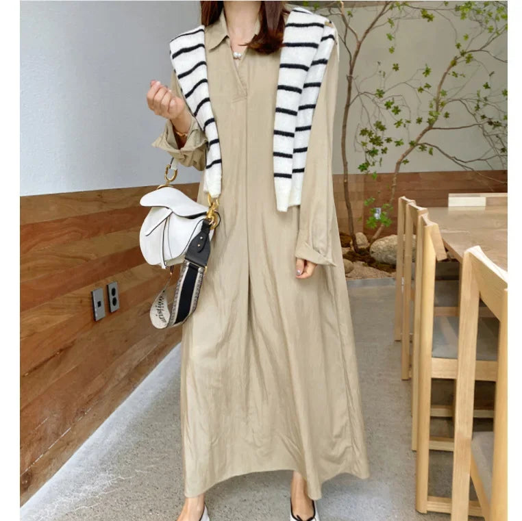 Cotton Linen Solid Muslim Dress Women Marocain Turkish Robe Femme Long Sleeve Maxi Dress Temperament Commuting Abaya Vestidos