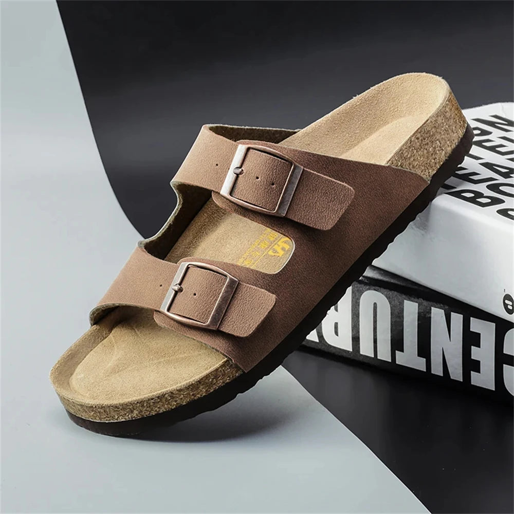 Men Sandals Summer Leather Men's Sandals Women Slippers Non-Slip  Outdoor Beach Casual Shoes Zapatos Hombre Durable Luxury Shoes