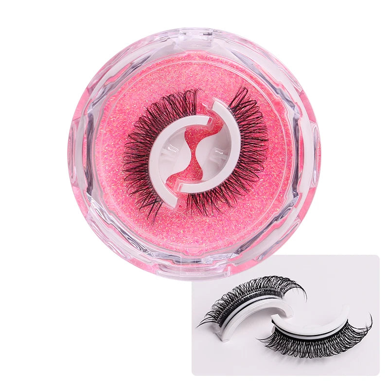 1Pair Reusable Self-Adhesive False Eyelashes Natural Multiple reversible glue-free self-adhesive pairs of false eyelashes Hot