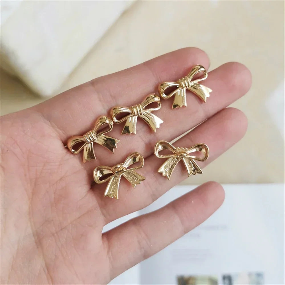 10pcs Golden Bow Shaped Metal Buttons,Sewing Accessories for Clothing Buttons, Suitable for Knitting Sweaters, Dresses, Shirts