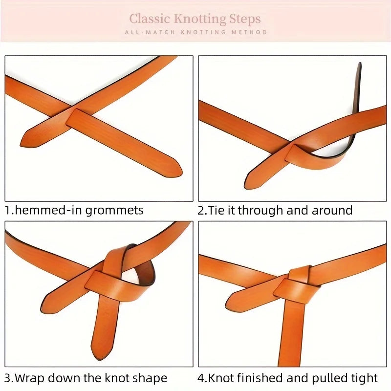 Knotted Leather Cowhide Belt Women Soft Strap Gothic Retro Luxury Designer Girdle Corset Fashion Belts