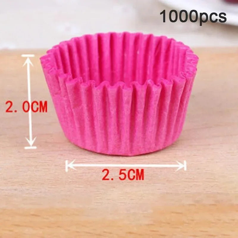 1000Pcs Mini Chocalate Cupcake Liners Natural Greaseproof Paper Muffin Baking Cups Cake Cups Forms Cupcake Cases Party Tray Mold