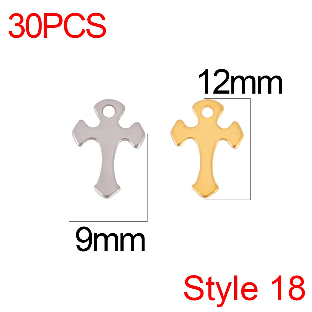 30pcs/Lot Stainless Steel Charm Cross Charms for Jewelry Making Supplies Crosses Pendants Connector DIY Accessories Bracelet