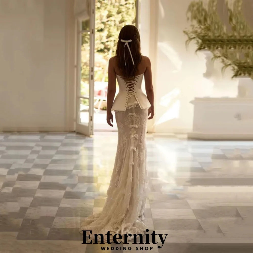 Customized Lace-up Wedding Dresses Elegant Sweetheart Sleeveless For Women Charming Lace Applique Bridal Gowns Vestidos De Novia