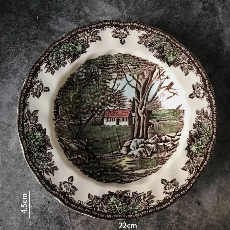 Creative Ceramic Plate Manor Painting Decorative Home Afternoon Tea Dessert Dish European Western Restaurant Fruit Salad Plates