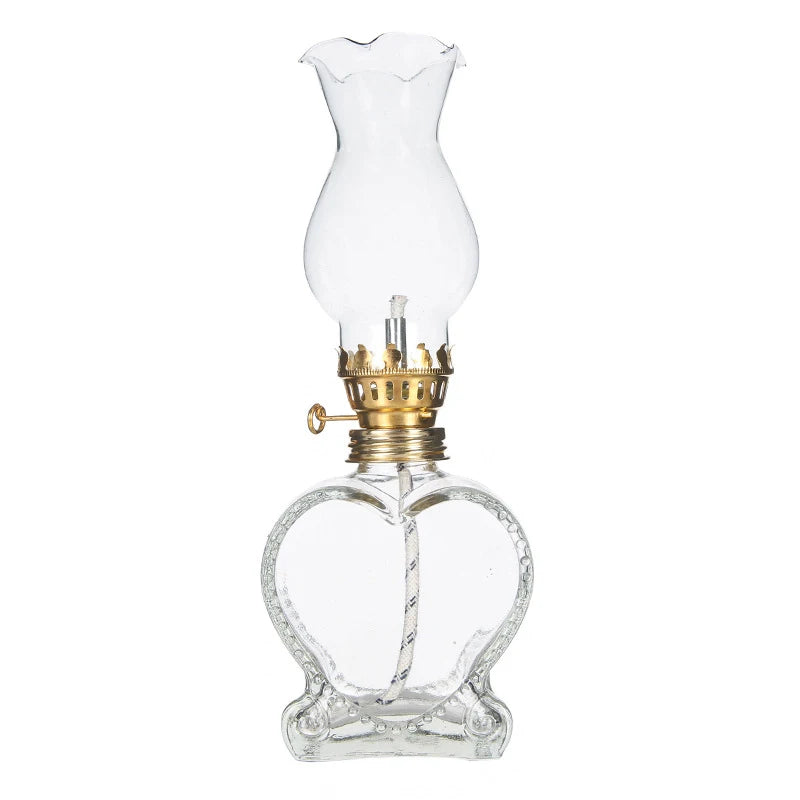 1pc Adjustable Flame Glass Kerosene Lanterns Retro Oil Lamp Glass Family Decorate Lights Portable Adornment Halloween Room Decor