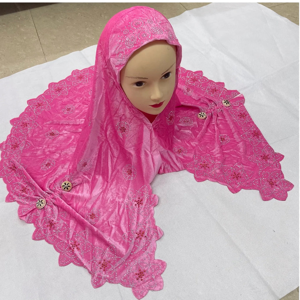 2024Fashion Muslim Cap For Women Beaded Hijab Muslim Turban Female Head Wrap Shawls and Wraps Foulard Femme 60*80Cm