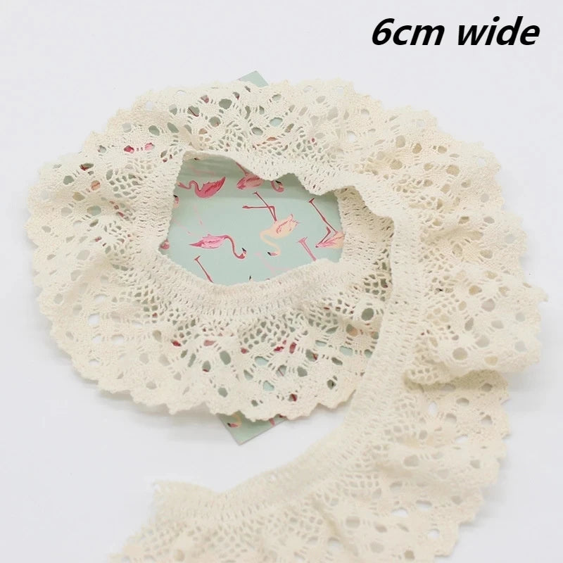 Cotton Embroidery Pleated Lace Cloth DIY Children's Clothes Body Skirt Pants Ruffled Trim Sewing Decoration Dentelle Ruban