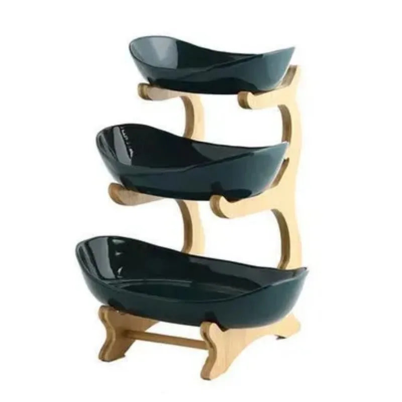 Ceramic Living Room Home Three-layer Fruit Plate Candy Dish Creative Modern Dried  Basket Snack Snack Trinket Dish