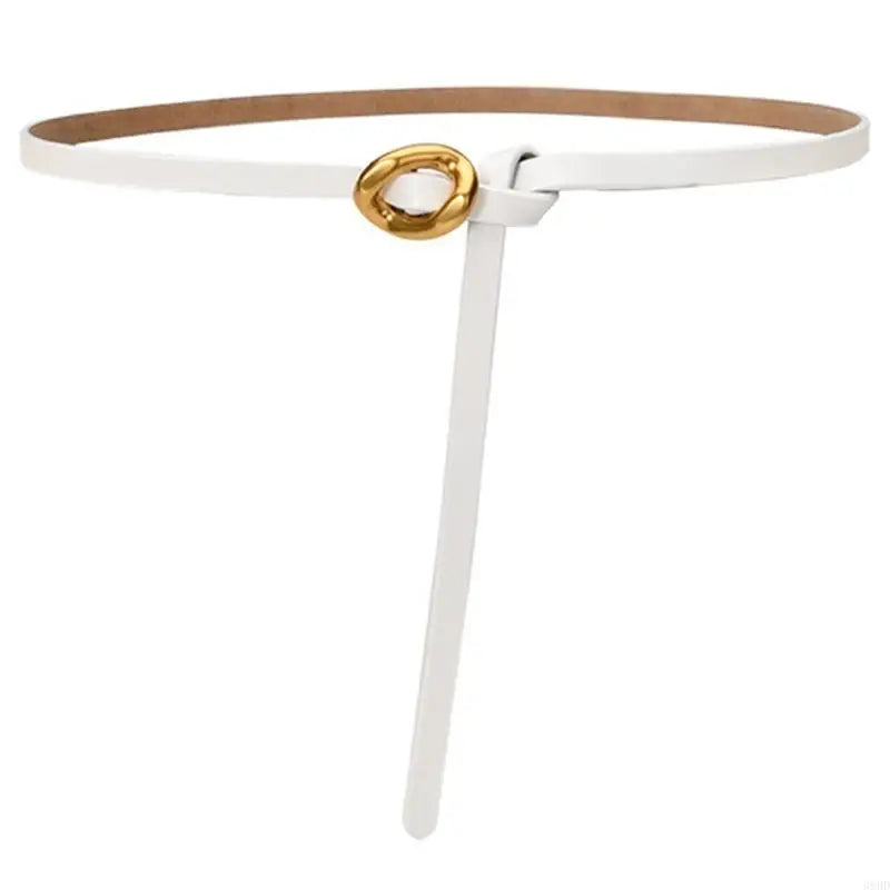 652F Selfknotted Thin Belt Aesthetic Leather Belt Waistband Decorative Skinny Belt for Shirt Dress Elegant Office Formal Belt