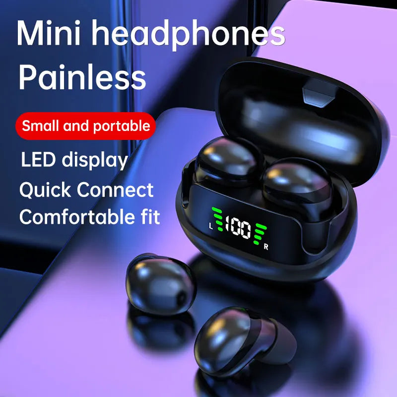 Mini wireless bluetooth headset small earbuds sleep work sports invisible headphones With Mic HIFI bass sound quality earphones
