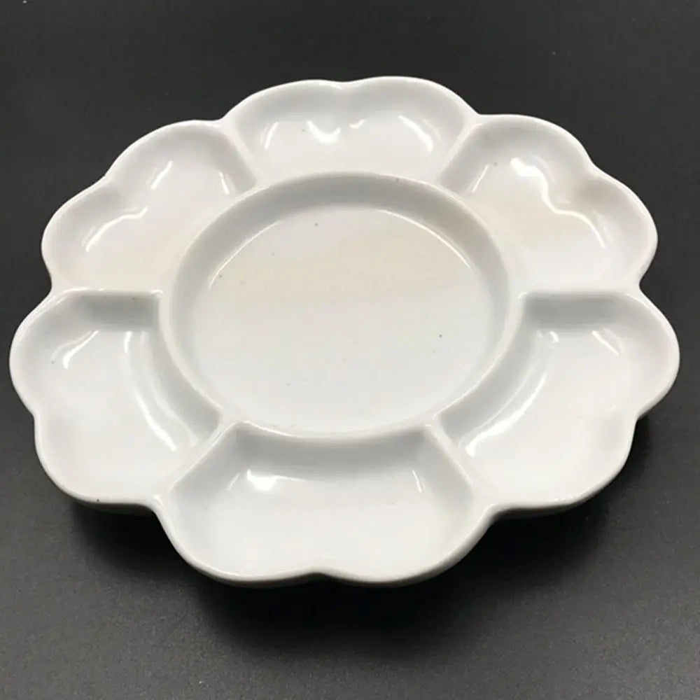 Traditional Ceramic Paint Palette Tray White Portable Porcelain Palette 3 Size Flower Shaped Plum Blossom Paint Plate for Artist