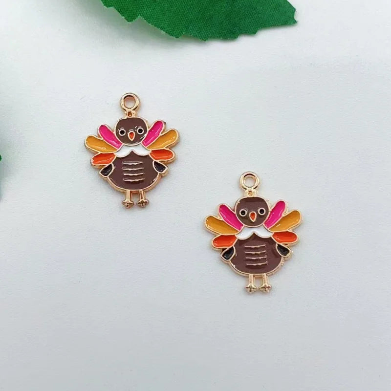 10 pieces of alloy Thanksgiving turkey pendant necklace bracelet earring pendant Diy craft supplies