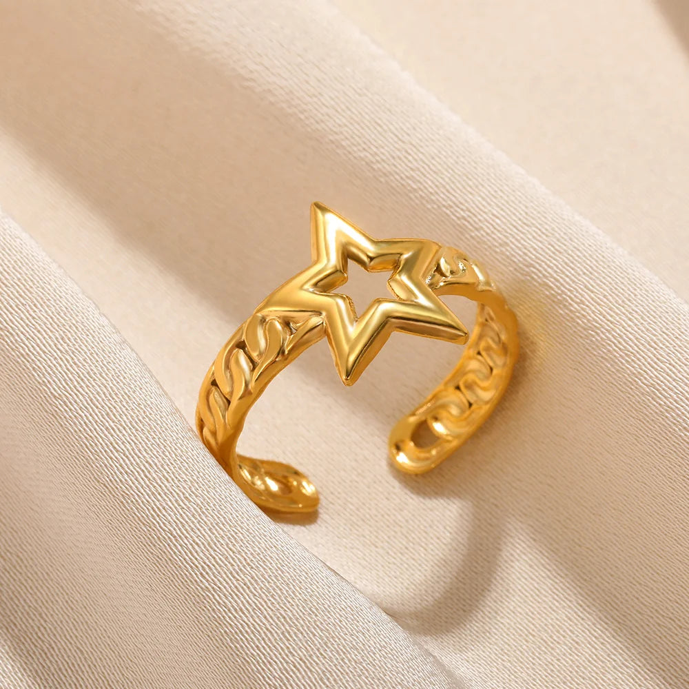Retro Stainless Devil's Eye Rings For Women Men Punk Sun Adjustable Opening Ring Hipster Minimalist Round Heart Ring Jewelry New