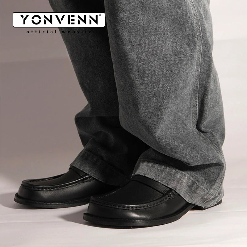 Spring new bean shoes for men brown cow suede soft soled loafers work commuting casual business leather shoes British style
