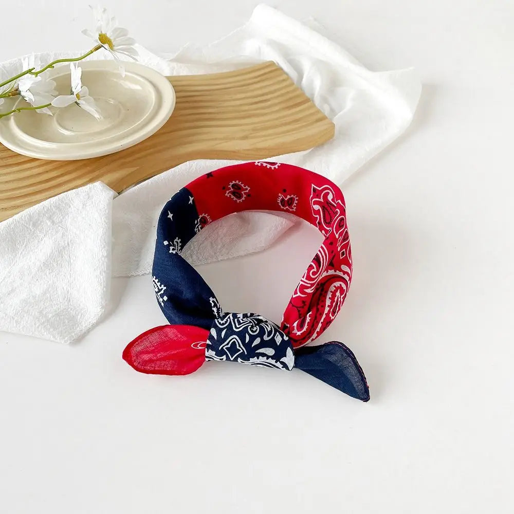 Headband Small Square Scarf Triangle Scarf Hip Hop Cashew Nut Print Scarves Scarf Hair Band Cotton and Linen Printed Silk Scarf