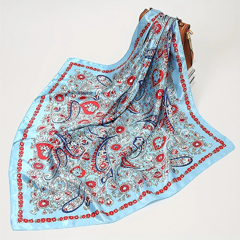 Silk Shawl Satin Square Scarf For Women Paisley Neckerchief Female New Headband Hair Bands Print Foulard Hijab Wraps Bandana