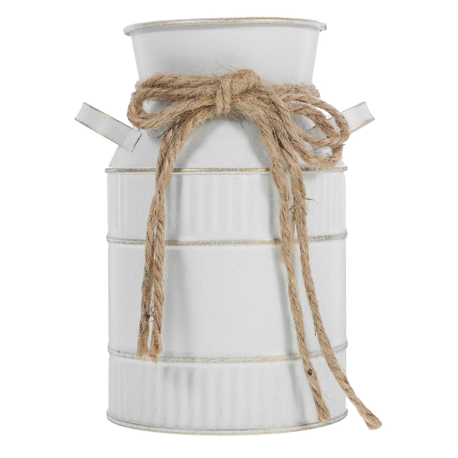 Retro Milk Bottle Vase White Iron Jug Bucket Vintage Farmhouse Pitcher Decor Rustic Planter for Flowers Plants