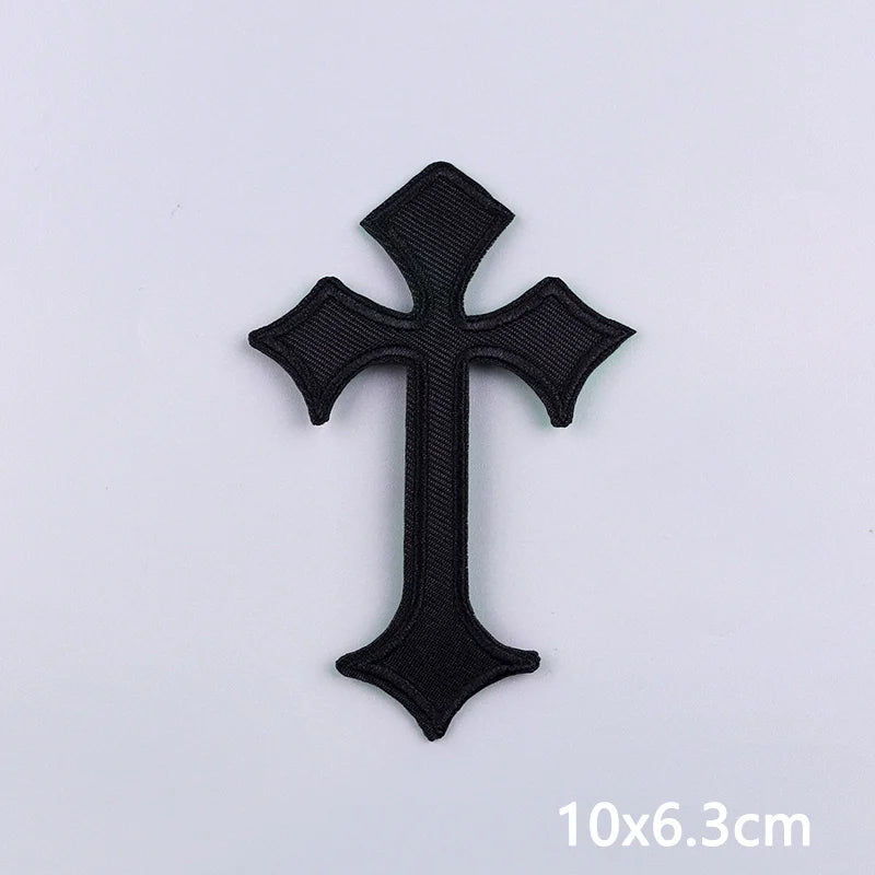 Jesus Cross Embroidery Patch For Clothes Gold Silver Cross Iron On Patches For Clothing Personality Appliques Craft Decoration