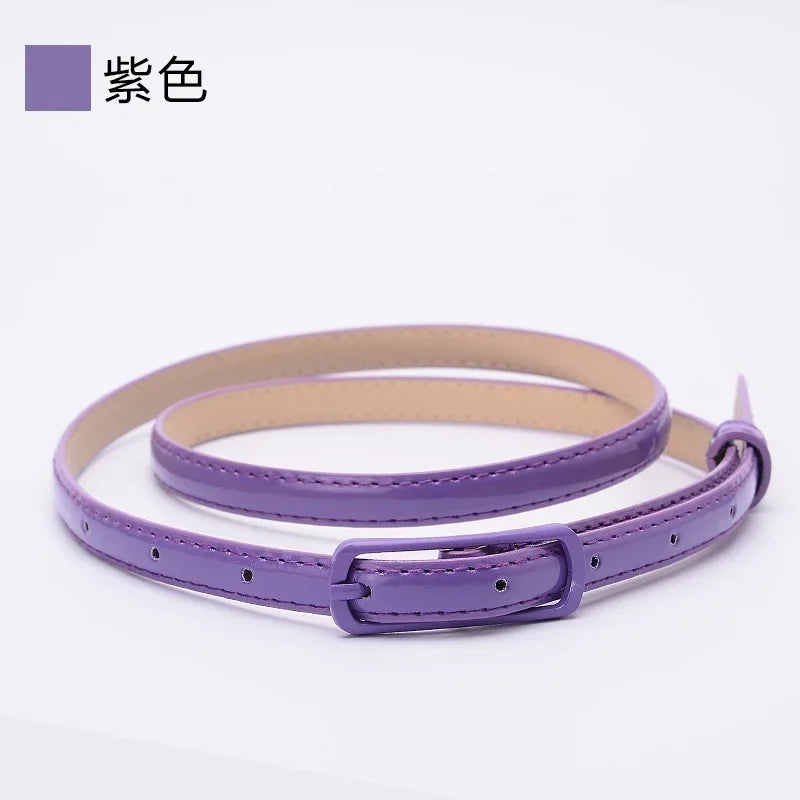 Ladies Fine Belt Japanese Word Buckle PU Belt Ladies Fashion Belt Thin Waist Skirt