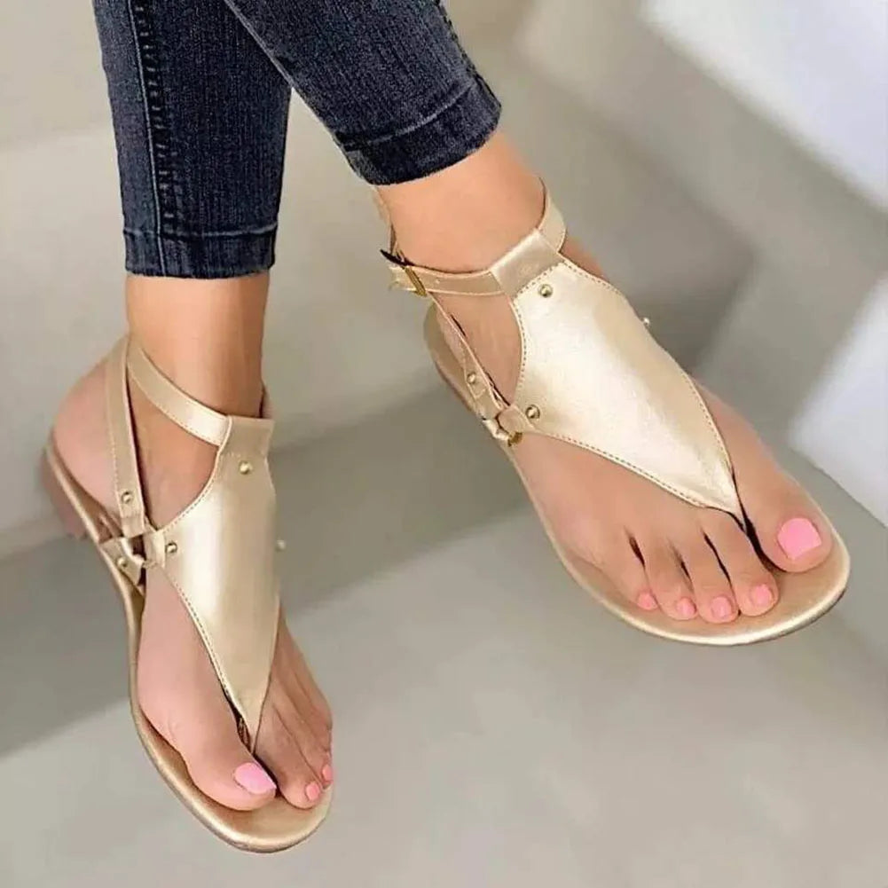 Women's Sandals Simple Clip Toe Flat Shoes Herringbone Shoes Outdoor Sandals