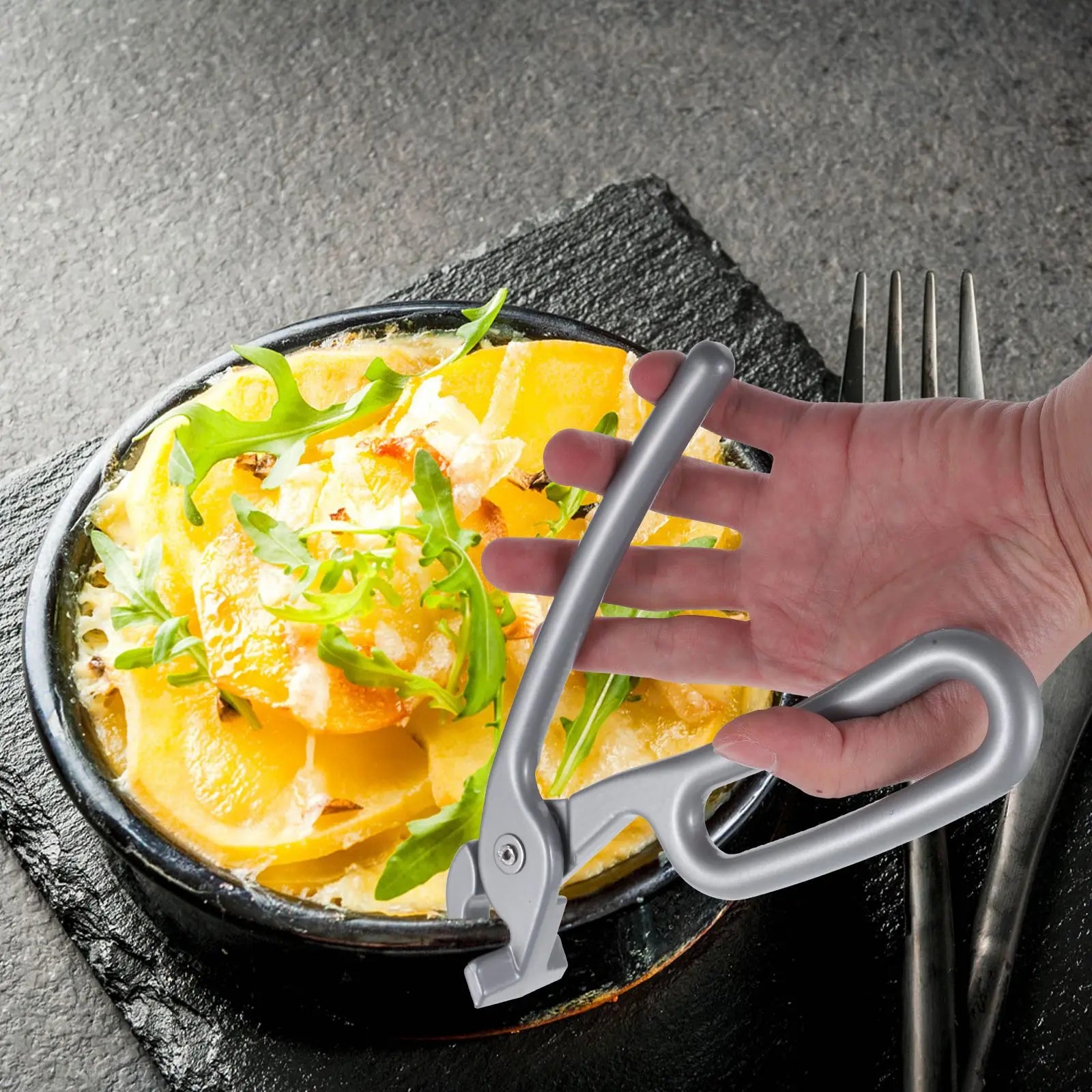 Tray TakerPremium Aluminum Alloy Anti Scalding Bowl Clamp Stone Pot Clamp Kitchen Gadget Household Pot Clip Grey