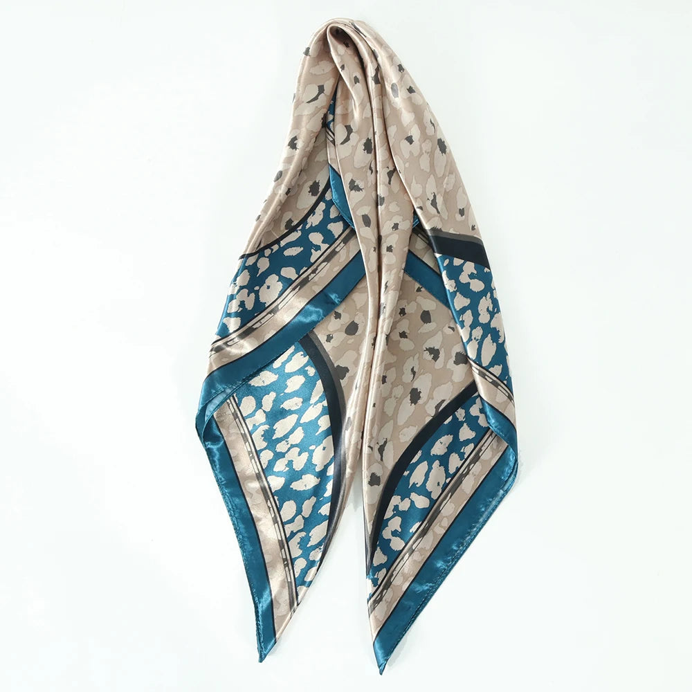 Silk Head Scarf Women Luxury Fashion Hair Scarve Summer Foulard Femme Satin Shawl Kerchief 90cm Square Headscarf Bandana Cheveux