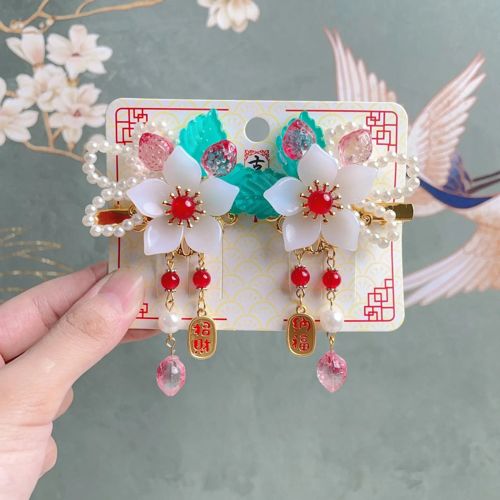 Children's Headwear Ancient Style Girl Hanfu Hair Bundle Wig Accessories Princess Dress Up Gift