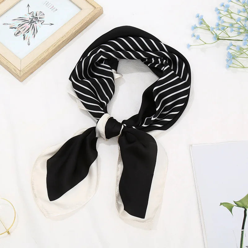 70cm Small Square Head Scarfs for Women Silk Scarf Letter Printed Scarves Headscarf Hair Accessories